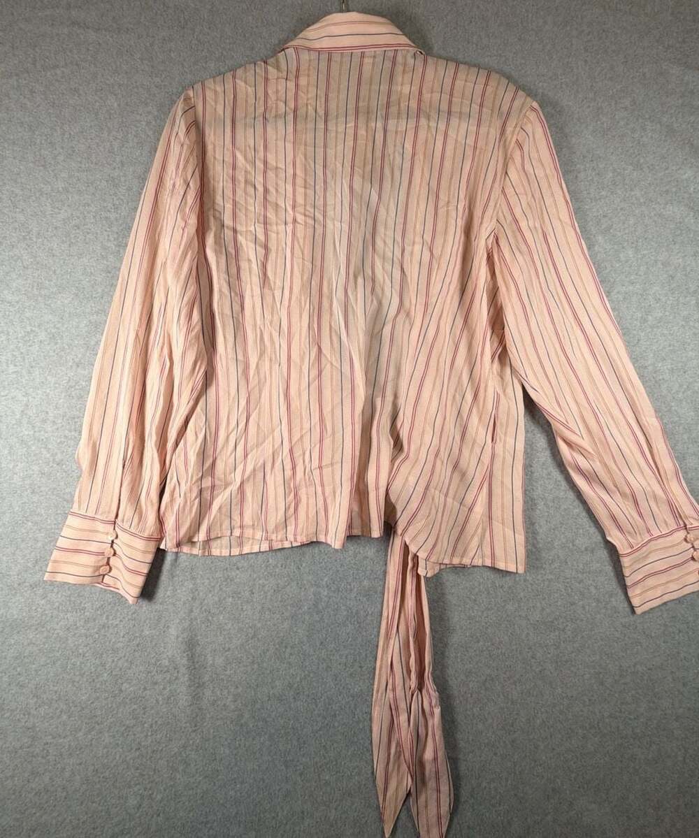 Ann Taylor Silk Blend Striped Tie-Front Blouse Size 14 - Picture 8 of 9